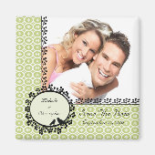 おもしろいドット愛の鳥の写真日付磁石を保存 マグネット (正面)