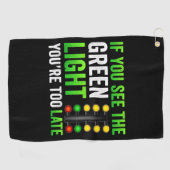 おもしろいドラッグレーシングクリスマスツリードラッグレーサー ゴルフタオル (横)