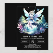 おもしろいドリーミーフェアリー誕生日 招待状 (正面/裏面)