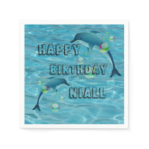 おもしろいドルフィンとバブルパーソナライズされた誕生日