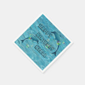 おもしろいドルフィンとバブルパーソナライズされた誕生日 スタンダードカクテルナプキン (角)