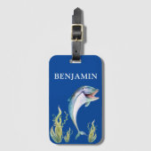 おもしろいドルフィン海シーライフキッズトラベル ラゲッジタグ (正面縦)
