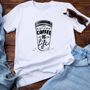 おもしろいドードルスケッチレタリングコーヒーライフカップ Tシャツ