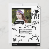 おもしろいドードルスケッチ雑誌カバーガールグラード 招待状 (裏面)