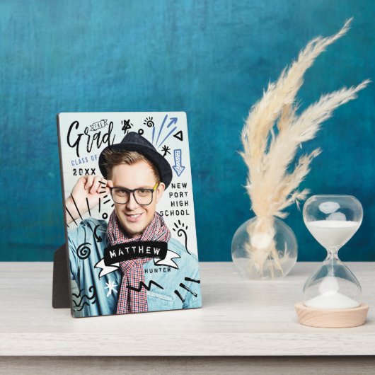 おもしろいドードルスケッチ雑誌カバーグラッド写真 フォトプラーク (側面)