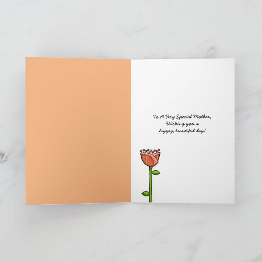 おもしろいドードルフラワーズオレンジパープルマザーズデイカード カード (内部)