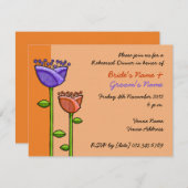 おもしろいドードルフラワーズオレンジパープルリハーサル 招待状 (正面/裏面)