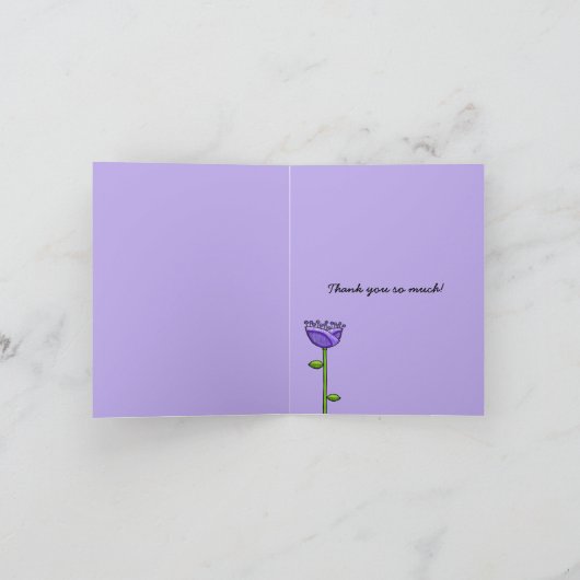おもしろいドードルフラワーズパープルオレンジありがとう サンキューカード (内部)