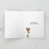 おもしろいドードルフラワーズパープルオレンジドット誕生日 カード (内部)