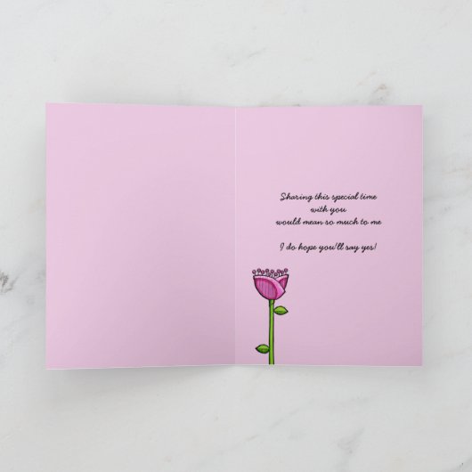 おもしろいドードルフラワーズピンクブルービーマイリングや輪ベアラ 招待状 (内部)