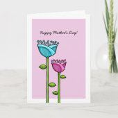 おもしろいドードルフラワーズピンクブルーマザーズデイカード カード (正面)