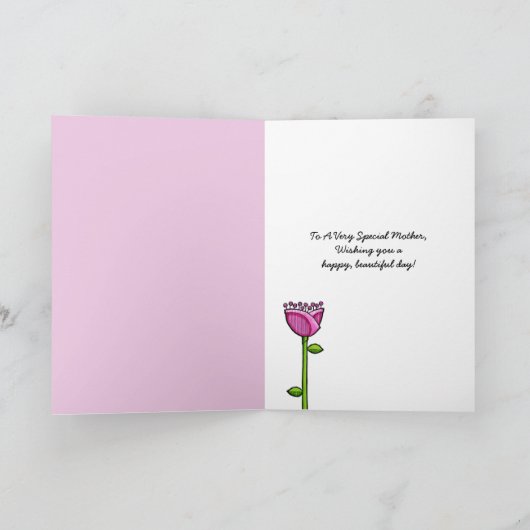 おもしろいドードルフラワーズピンクブルーマザーズデイカード カード (内部)