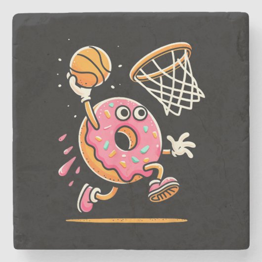 おもしろいドーナットダンキングバスケ食品チャンスポーツD ストーンコースター (正面)