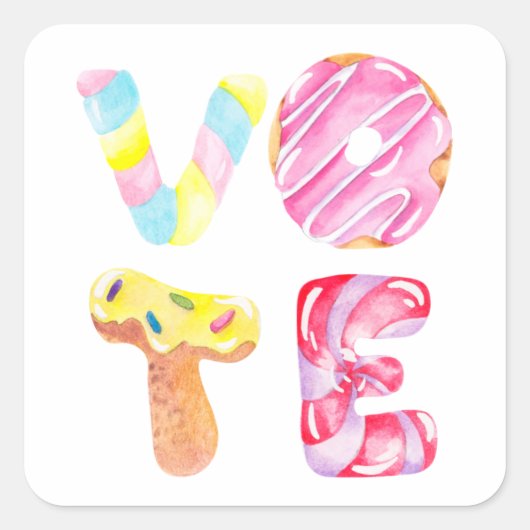おもしろいドーナツとキャンディゴー投票 スクエアシール (正面)
