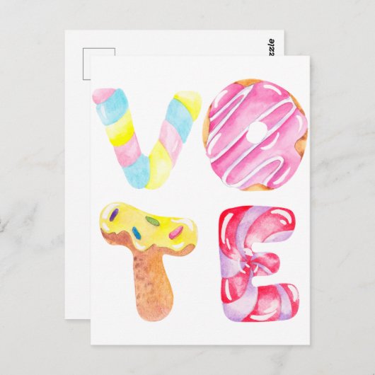 おもしろいドーナツとキャンディゴー投票 ポストカード (正面/裏面)