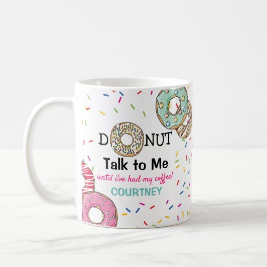 'おもしろいドーナツと私に話す'コーパーソナライズされたヒー コーヒーマグカップ (左)