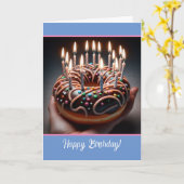 おもしろいドーナツ付き「穴食べ飾物」誕生日 カード (黄色い花)