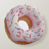 おもしろいドーナツ店ラウンドピロー – カスタマイズ可能なホワイト ラウンドクッション (裏面)