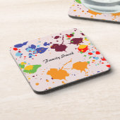 おもしろいド絵を描リップカラフル春ファミリ名 コースター (左側)