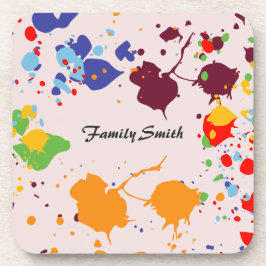 おもしろいド絵を描リップカラフル春ファミリ名 コースター