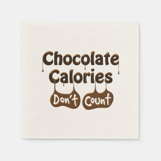 おもしろいナプキン引用文 – チョコレートカロリー数なし スタンダードカクテルナプキン (正面)