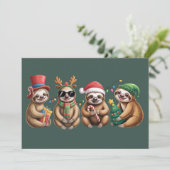 おもしろいナマケモノラバー クリスマスライト メリー スロースマス シーズンカード (スタンド正面)