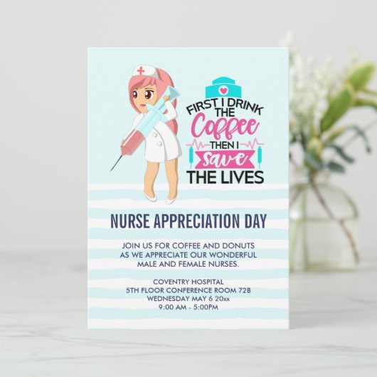 おもしろいナースことわざタイポグラフィナース日 招待状 (スタンド正面)