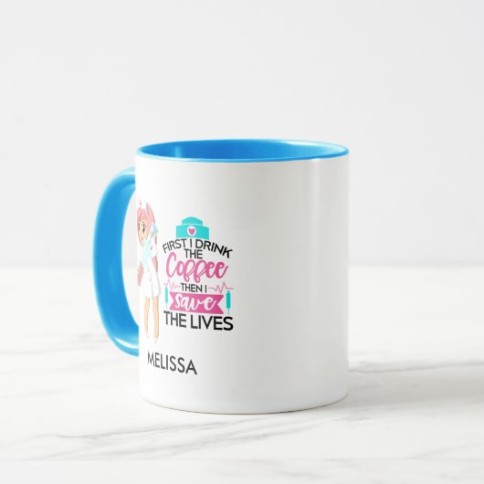 おもしろいナースことわざタイポグラフィ皮下針 マグカップ (正面左)