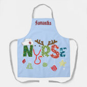 おもしろいナースクリスマスエプロン。編集可能な名前 エプロン (正面)