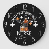 おもしろいナースホームバーワードアート ラージ壁時計 (正面)