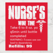 おもしろいナース処方医療パーティー ワインラベル (シングルラベル)