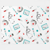 おもしろいナース医療パターンタイルフリースブランケット フリースブランケット (正面(横))