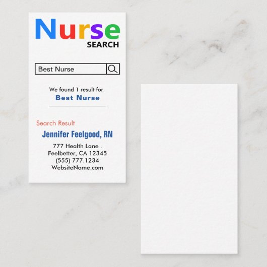 おもしろいナース広告検索の名刺 名刺 (正面/裏面)