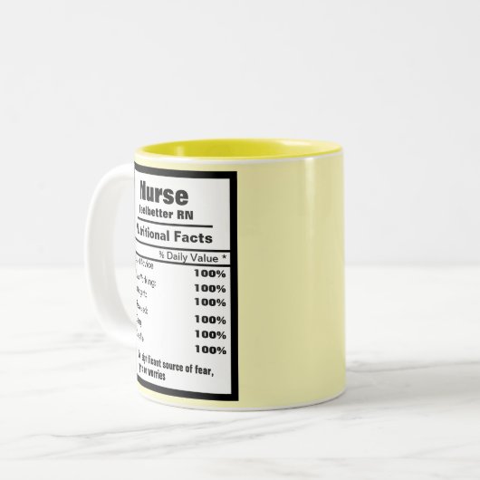 おもしろいナース栄養ラベルコーヒーマグ ツートーンマグカップ (正面左)
