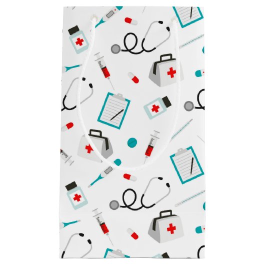 おもしろいナース機器パターンパーティーバッグ スモールペーパーバッグ (正面)