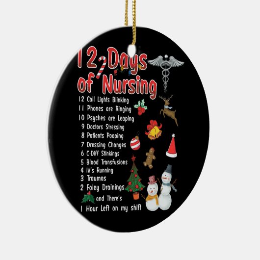 おもしろいナース12看護Tシャツクリスマスの日 セラミックオーナメント (右)