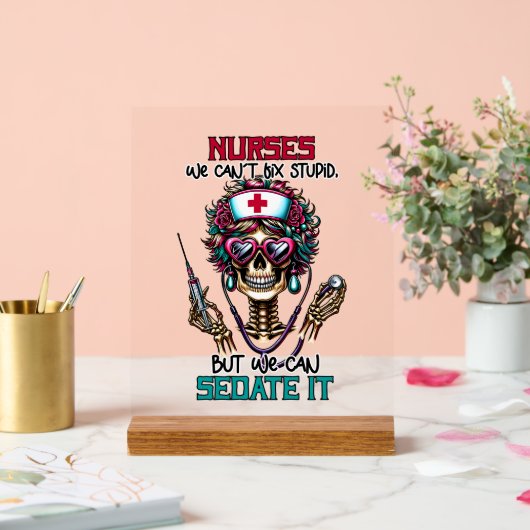 おもしろいナースsedate word art skeleton アクリルサイン (ウェディング)