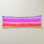 おもしろいニット明るいピンクの薄紫とオレンジストライプの ボディピロー (裏面)