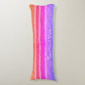 おもしろいニット明るいピンクの薄紫とオレンジストライプの ボディピロー (正面縦)
