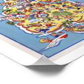 おもしろいニュージーランドの地図～ヴィンテージ旅行 ポスター (角)