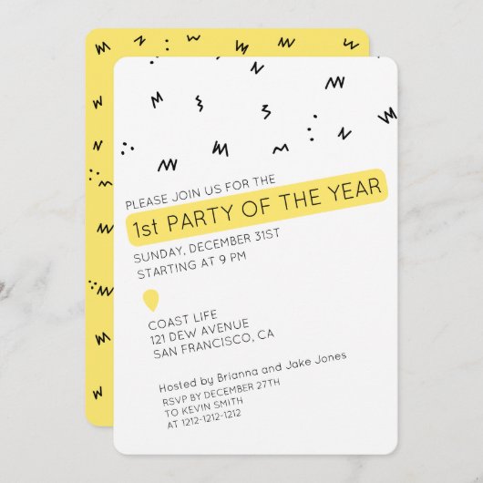 おもしろいニユニークューイーブパーティの招待状 招待状 (正面/裏面)