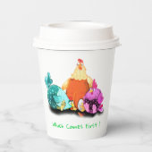 おもしろいニワトリの紙コップ - オーダーメイドテキスト 紙コップ (裏面)