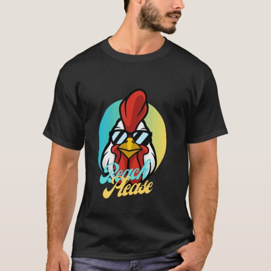 おもしろいニワトリ柄 めがねニワトリ 面白い Tシャツ (正面)