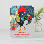 おもしろいニワトリ、クリスマスの灯り、誕生日パーティー 招待状 (スタンド正面)