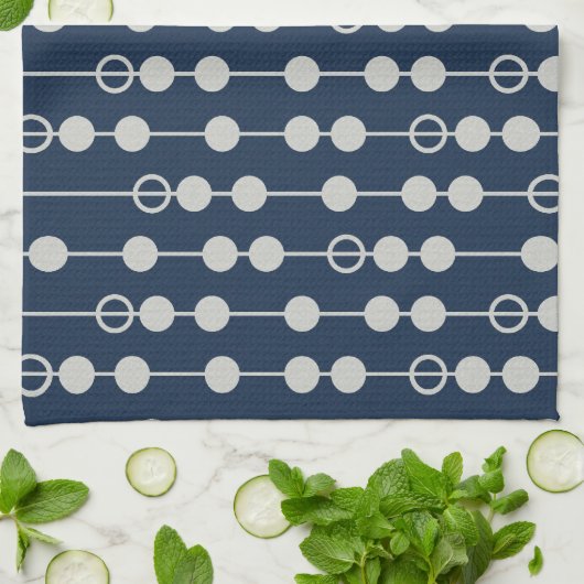 おもしろいネイビクールーの青と白のビーズ キッチンタオル (折り畳み)