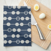 おもしろいネイビクールーの青と白のビーズ キッチンタオル (四つ折り)