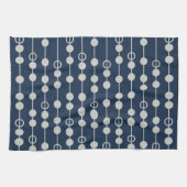 おもしろいネイビクールーの青と白のビーズ キッチンタオル (横)