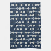 おもしろいネイビクールーの青と白のビーズ キッチンタオル (縦)