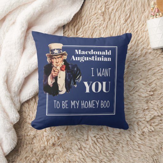おもしろいネイビーブルー私はハニーブーバレンタイン クッション (ブランケット)
