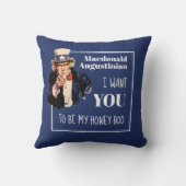 おもしろいネイビーブルー私はハニーブーバレンタイン クッション (裏面)